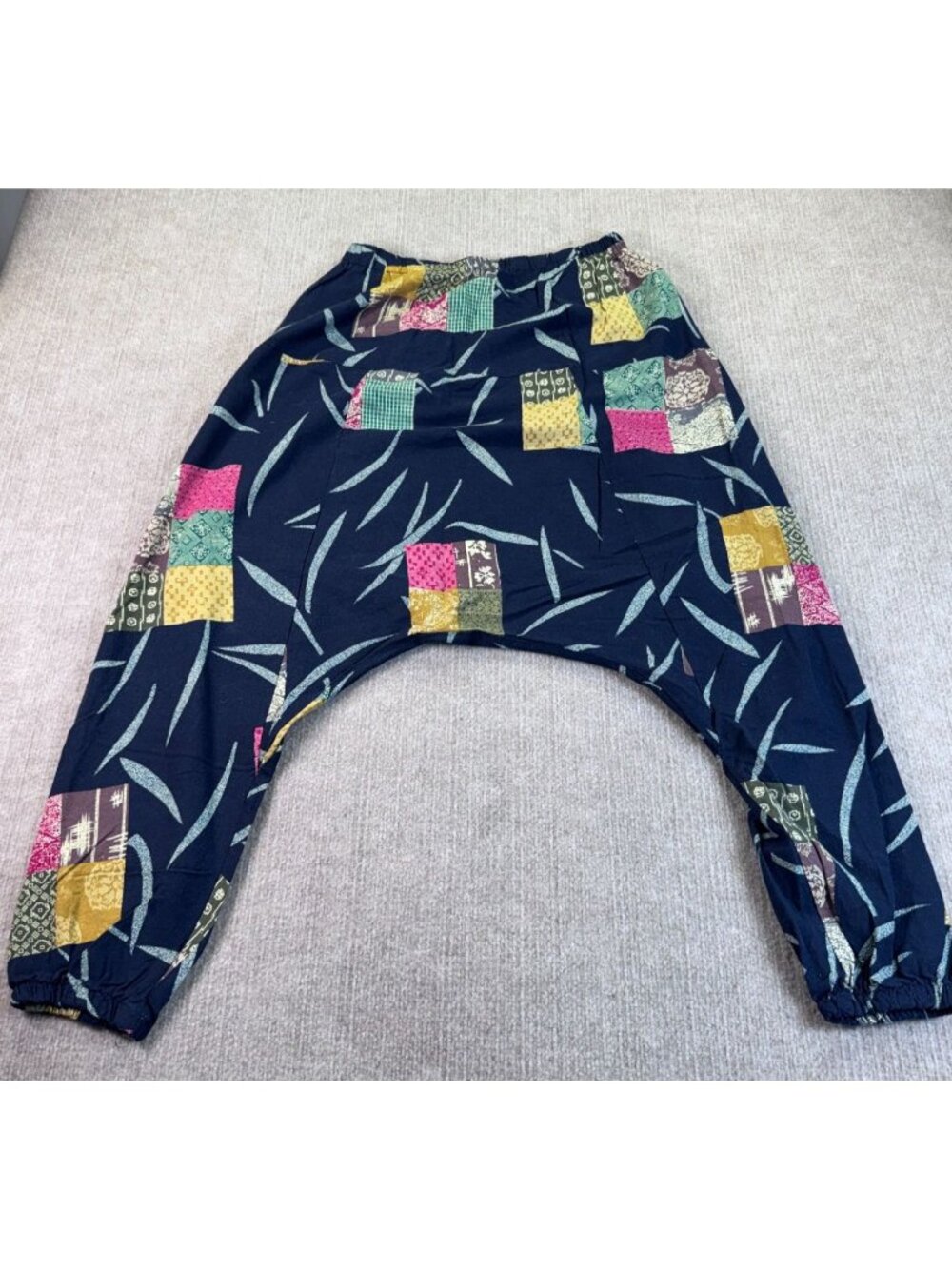Vintage Style Patchwork Aladdin Harem Pants Wide Leg Drop Crotch Festival Hippie